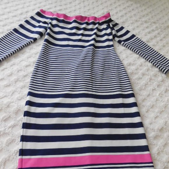 Eliza J Dresses & Skirts - Blue White and Pink Striped Dress
